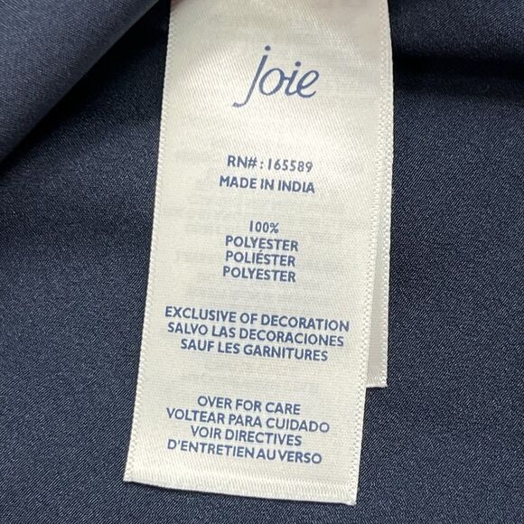 Joie Blue Baltic Print Sleeveless Ruffle Neck Keyhole A-Line Mini Dress Large - Picture 10 of 11